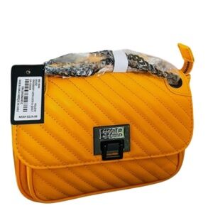 Badgley Mischka Quilted Yellow Crossbody With Lock